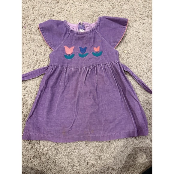Piccolo Other - Vintage Corduroy Purple Toddler Jumper Dress With Tulip Flower Applique 3T‎